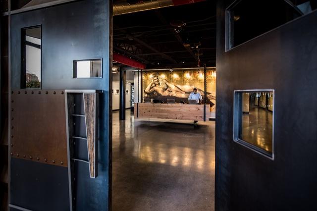 Open entryway and lobby doors
